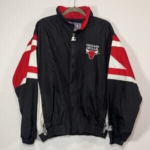 Chicago Bulls Windbreaker Starter Jacket Mens Size L Full Zip Vintage 90s *READ